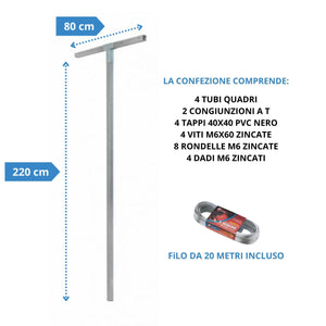 Andrys Stendi Biancheria Esterno Smontabile Argento H220cm (Filo 20m)