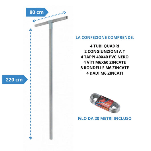 Andrys Stendi Biancheria Esterno Smontabile Argento H220cm (Filo 20m)