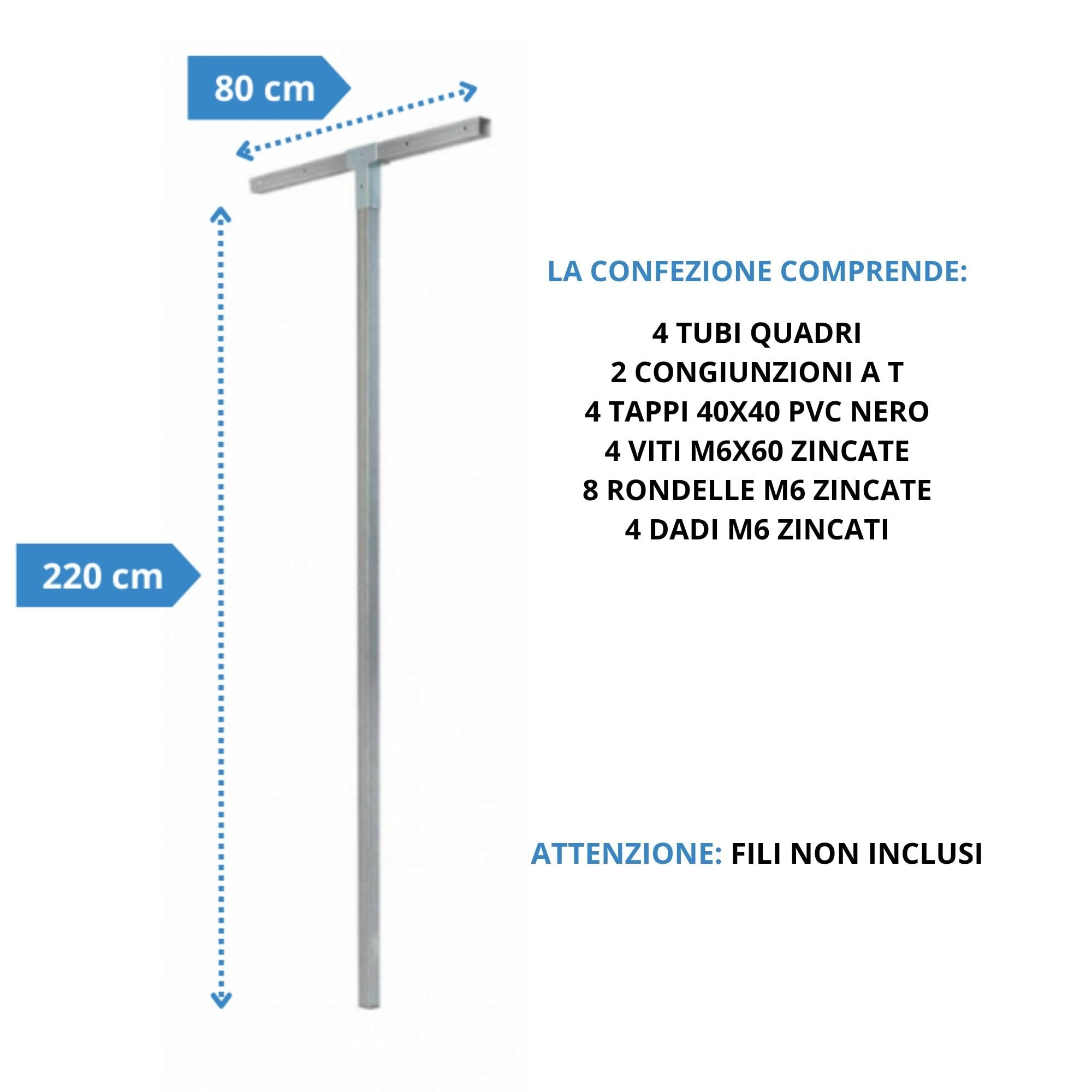 Andrys Stendi Biancheria Esterno Smontabile Argento H220cm (Filo non Incluso)