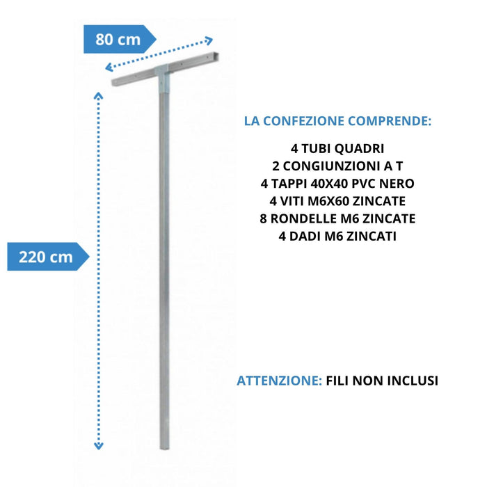 Andrys Stendi Biancheria Esterno Smontabile Argento H220cm (Filo non Incluso)