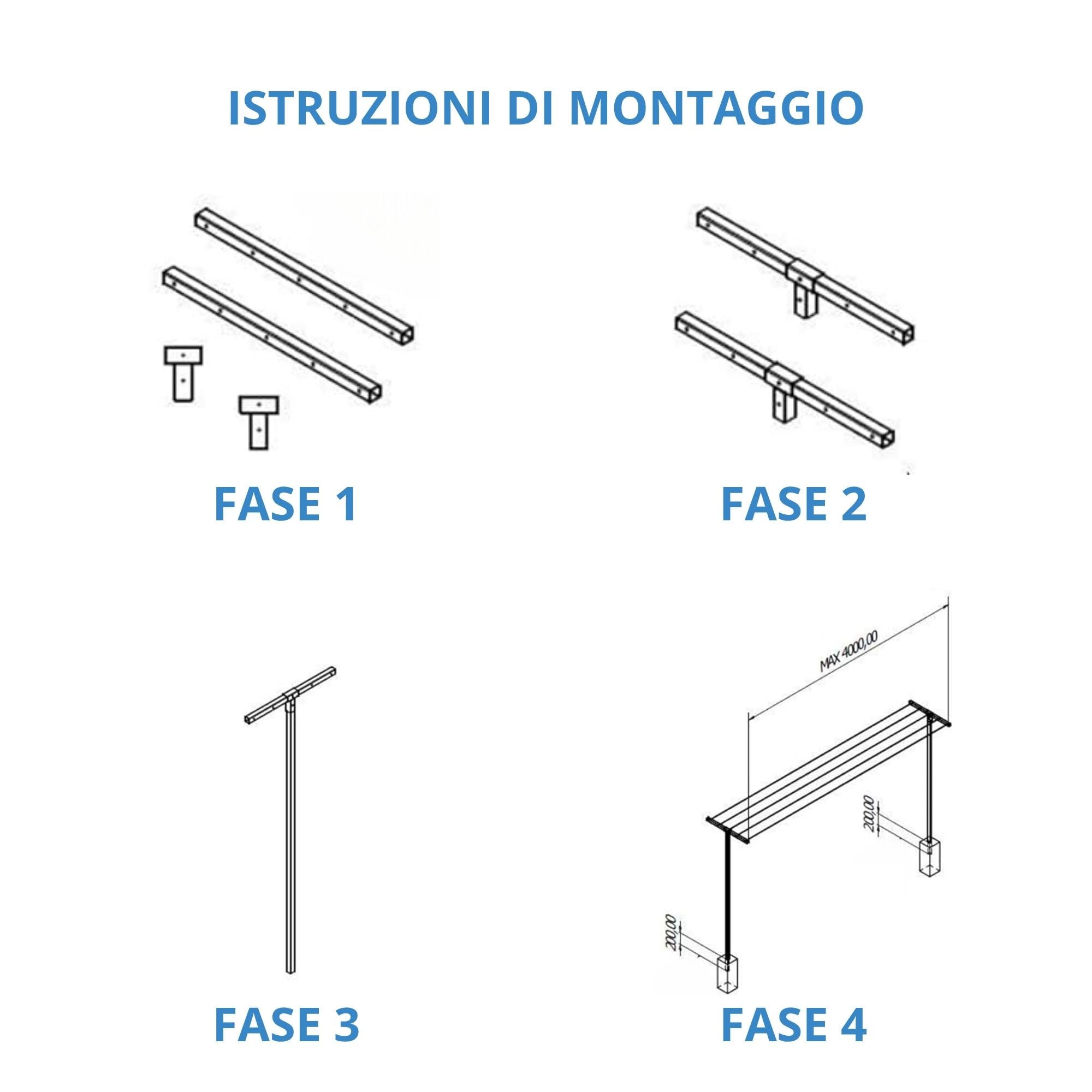 Andrys Stendi Biancheria Esterno Smontabile Argento H220cm (Filo 20m)