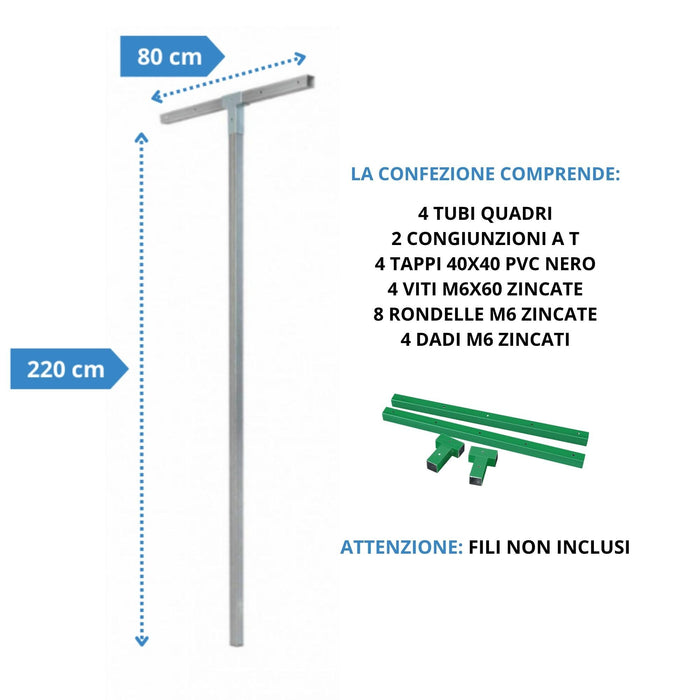 Andrys Stendi Biancheria Esterno Smontabile Verde H220cm (Filo non Incluso)