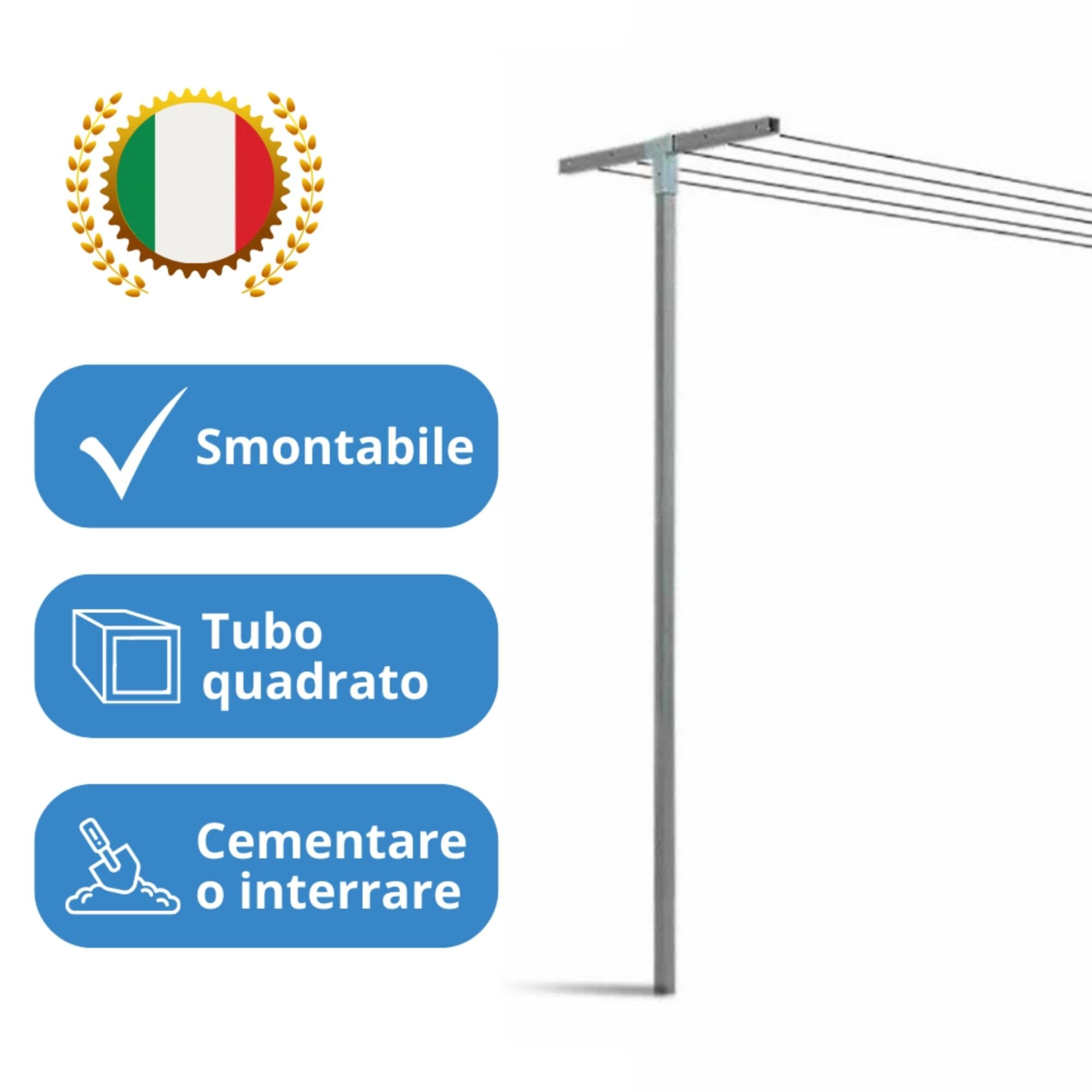 Andrys Stendi Biancheria Esterno Smontabile Argento H220cm (Filo non Incluso)