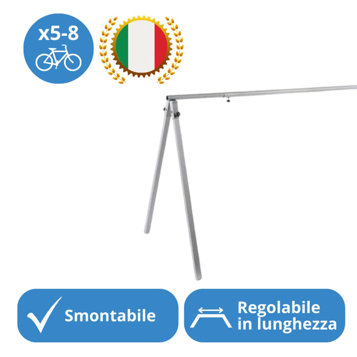 Andrys Espositore da Terra Bici 5-8 Posti Regolabile Acciaio Verniciato Grigio