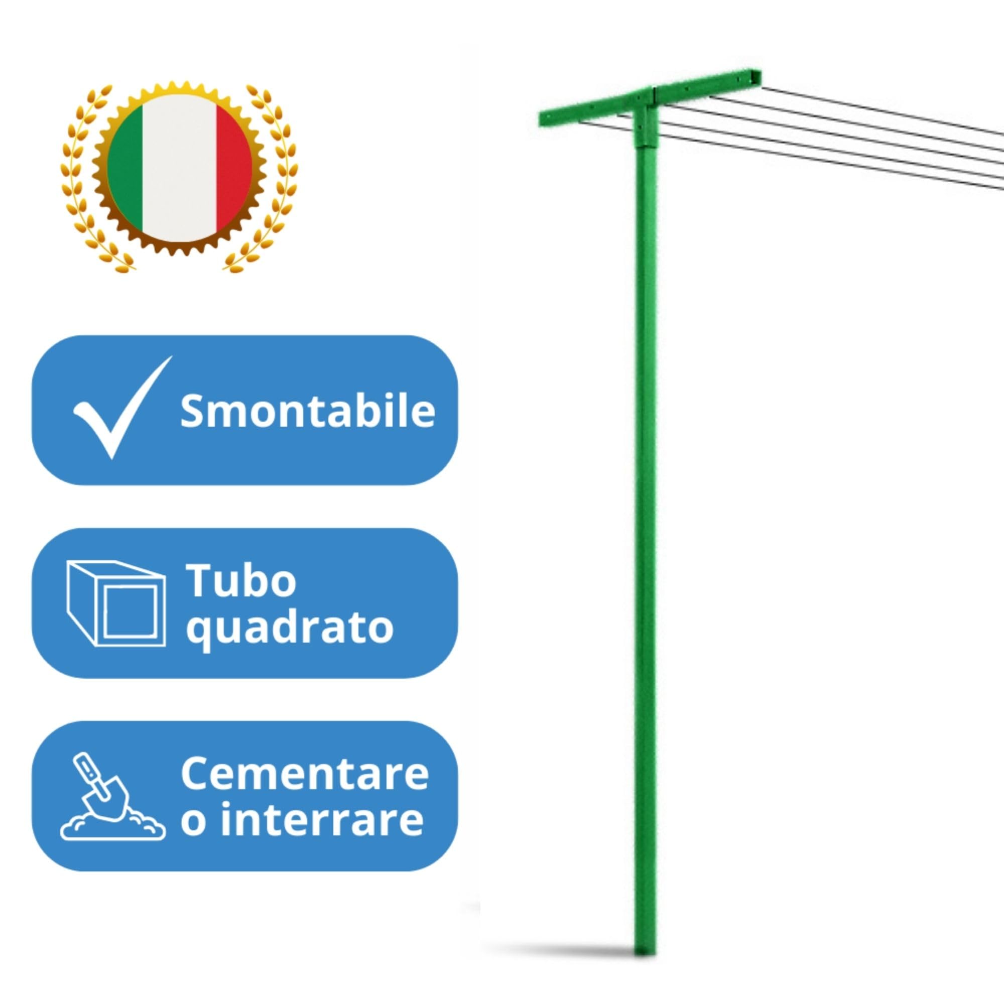 Andrys Stendi Biancheria Esterno Smontabile Verde H220cm (Filo non Incluso)