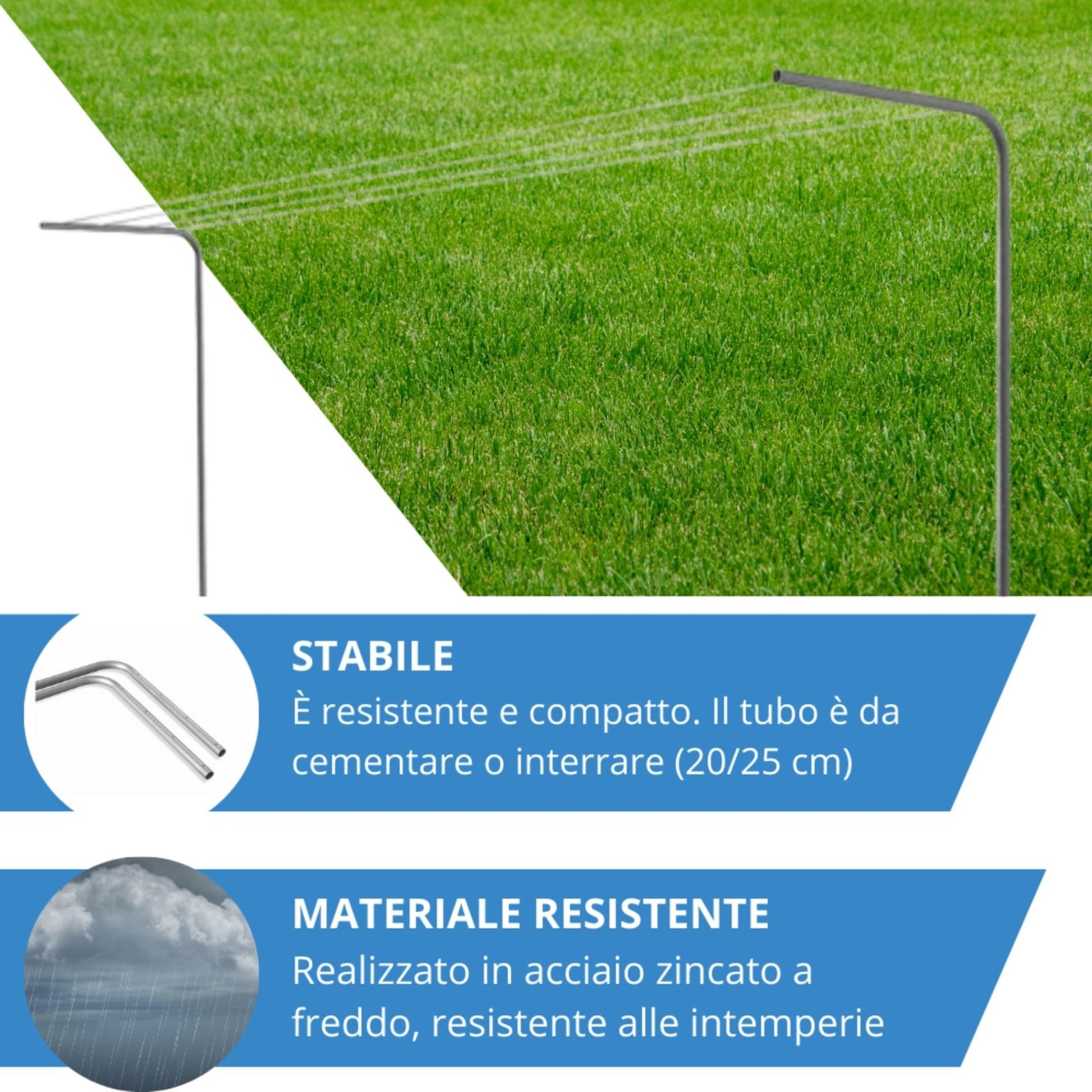 Andrys Stendi Biancheria Esterno Non Smontabile Argento H220cm (Filo 30m)