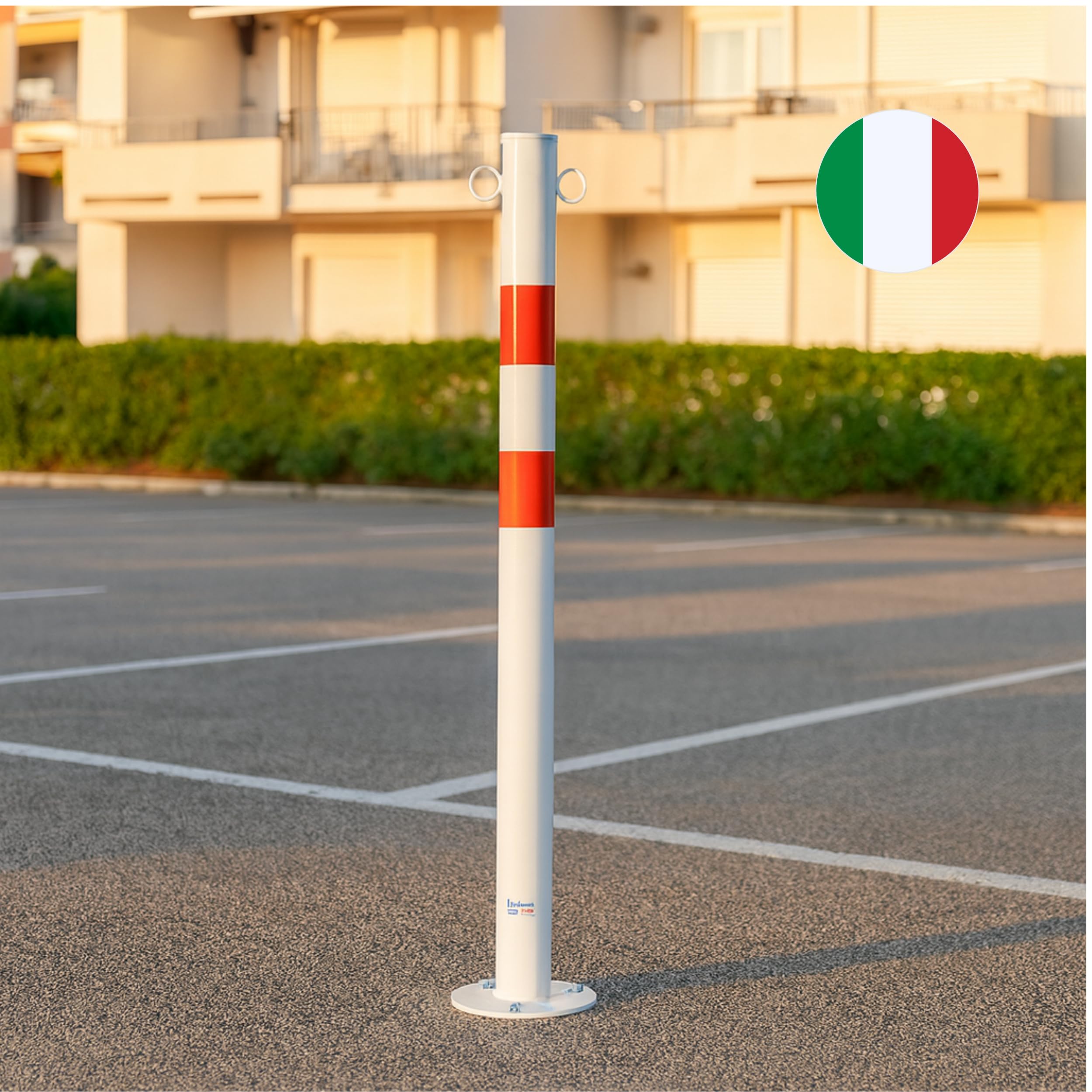 Andrys Paletto Parapedonale Verniciato Bianco con Piastra e Anelli H100