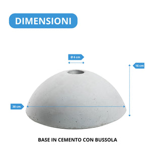 Andrys Base in Cemento con Bussola Foro Ø6 cm 25Kg 38x38x16