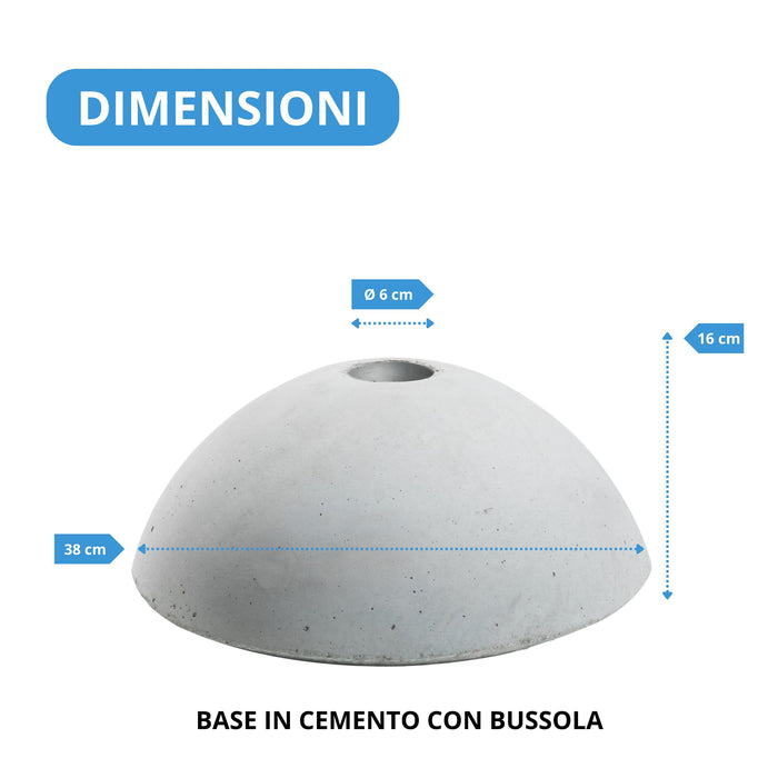 Andrys Base in Cemento con Bussola Foro Ø6 cm 25Kg 38x38x16