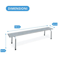 Andrys Panchina Acciaio senza Schienale 150x42x42cm - Tubo Ovale Argento