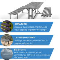 Andrys Panchina Giardino senza Schienale 190x50x42 - Tubo Ovale Grigio