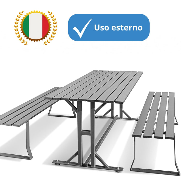 Andrys Panchina Giardino senza Schienale 190x50x42 - Tubo Rettangolare Grigio