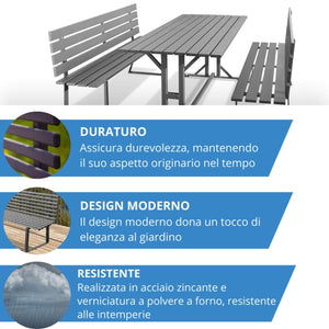 Andrys Panchina Giardino con Gambe in Piatto 6x0.8cm - 150x50x82cm