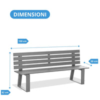 Andrys Panchina Giardino con Gambe in Stampato a U 4x8x4cm - 150x50x82cm