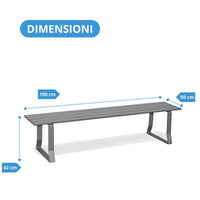 Andrys Panchina Giardino senza Schienale 190x50x42 - Tubo Rettangolare Grigio