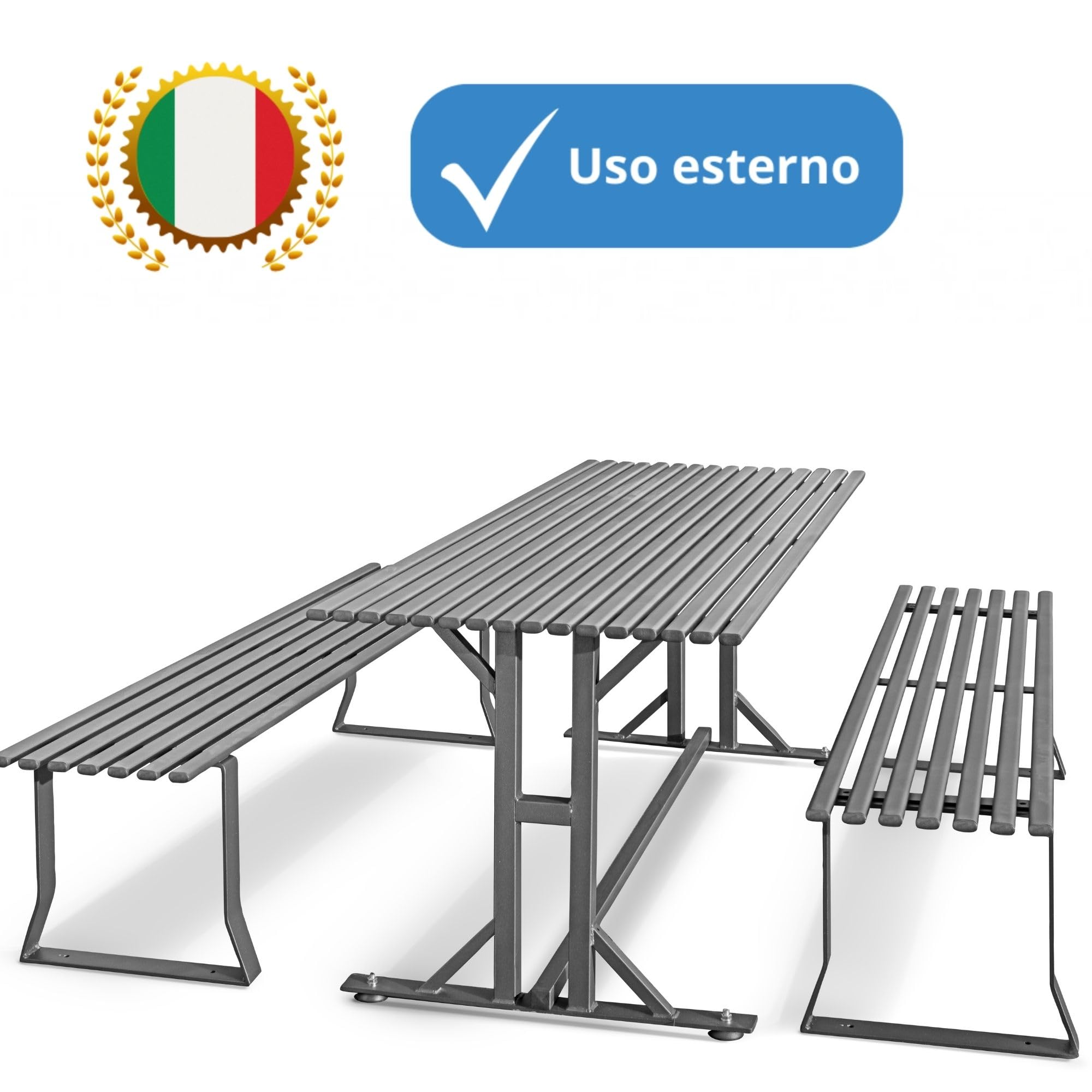 Andrys Panchina Giardino senza Schienale 190x50x42 - Tubo Ovale Grigio