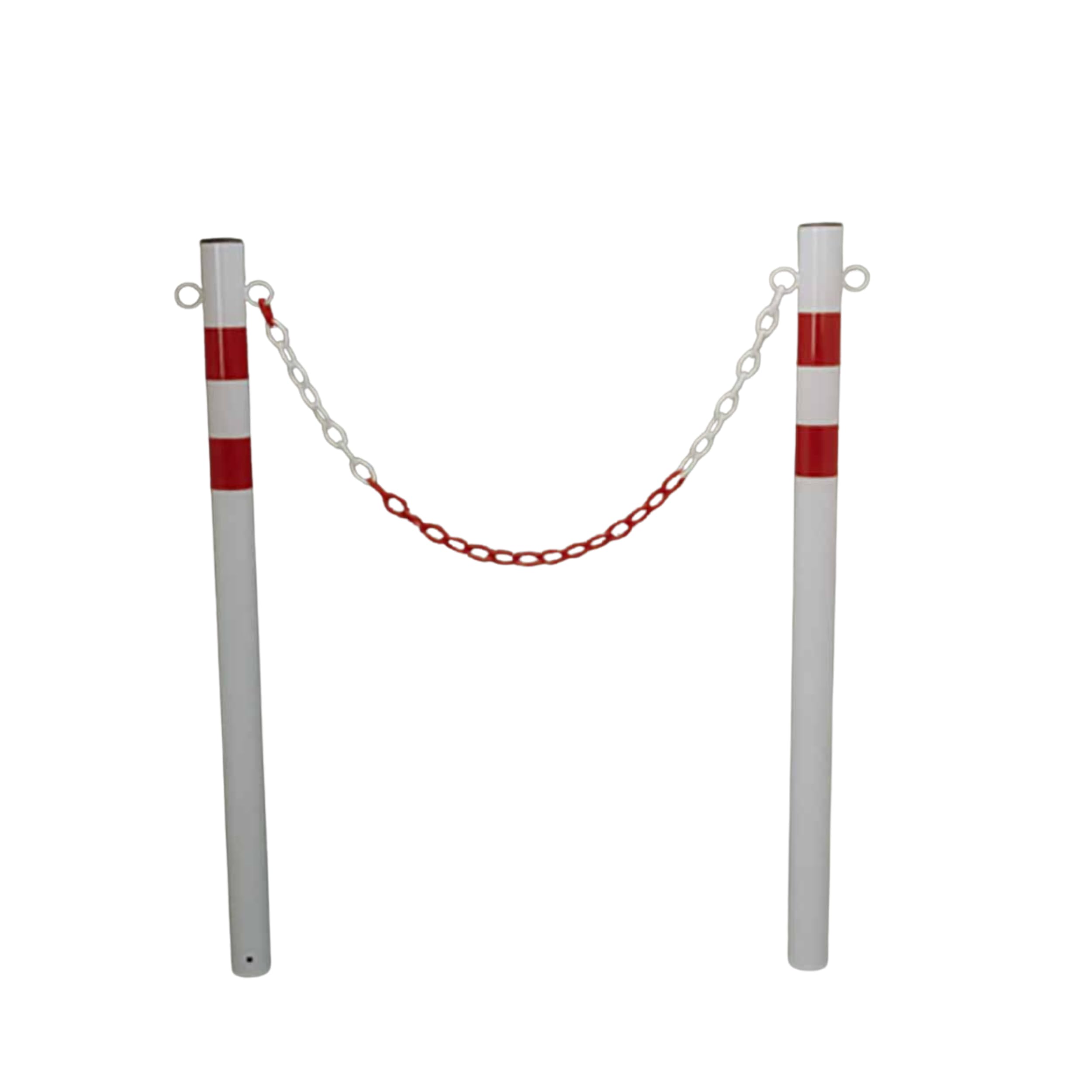 Andrys Paletto Segnaletico con Anelli Diametro 6cm Altezzi 120cm Bianco/Rosso