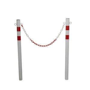 Andrys Paletto Segnaletico con Anelli Diametro 6cm Altezzi 120cm Bianco/Rosso