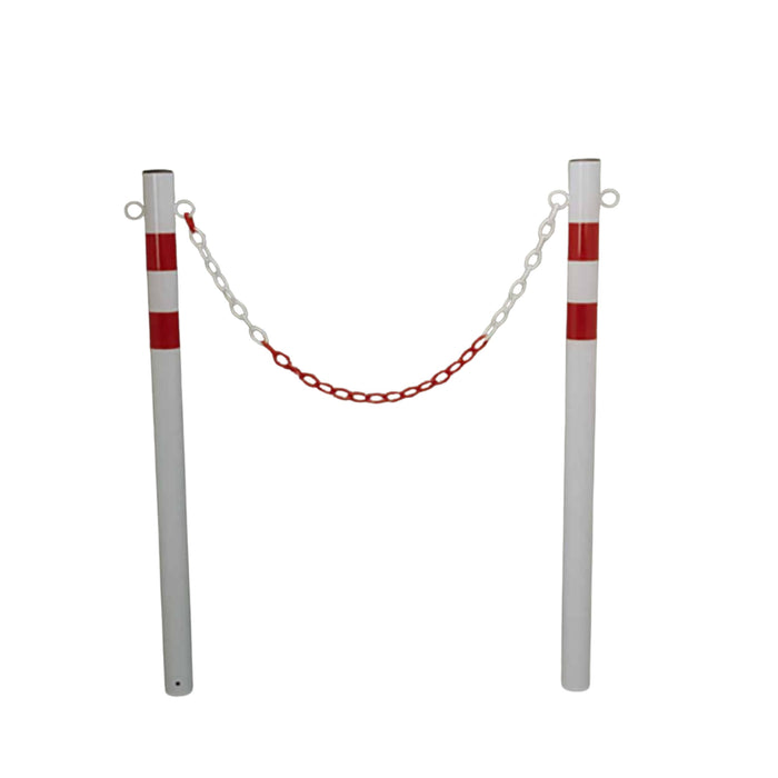 Andrys Paletto Segnaletico con Anelli Diametro 6cm Altezzi 120cm Bianco/Rosso