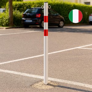 Andrys Paletto Segnaletico con Anelli Diametro 4,8cm Altezzi 120cm Bianco/Rosso