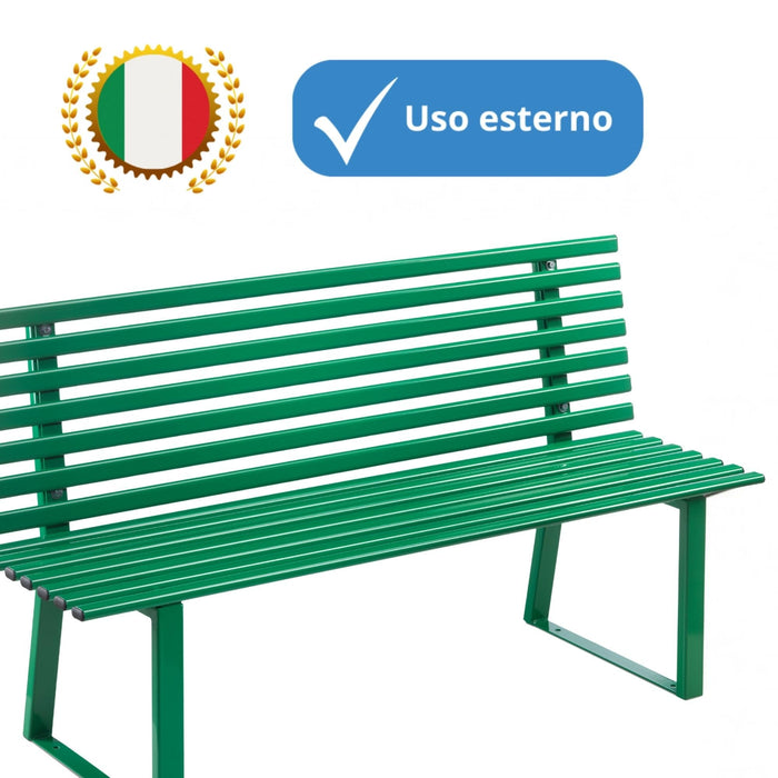 Andrys Panchina Giardino con Schienale 190x50x82 Zincata Verde