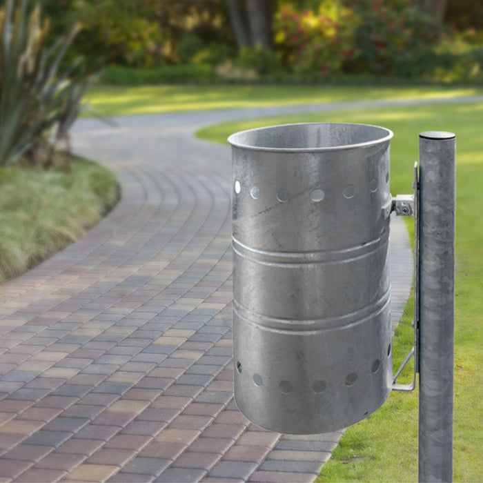 Andrys Cestino Rifiuti Esterno da Inghisare Acciaio Zincato Argento H120