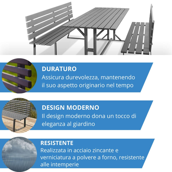 Andrys Panchina Giardino con Gambe in Piatto 6x0.8cm - 190x50x82cm