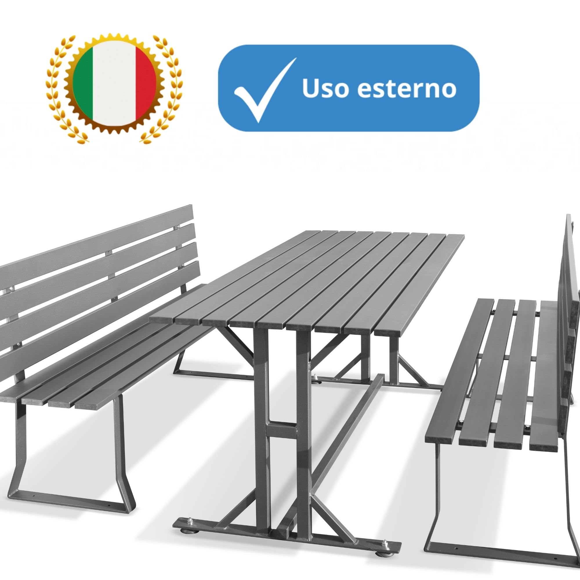 Andrys Panchina Giardino con Gambe in Piatto 6x0.8cm - 150x50x82cm