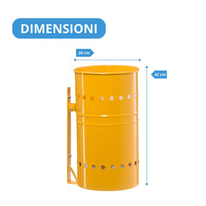 Andrys Cestino Rifiuti Esterno con Staffa Giallo senza Paletto 26x26x42cm