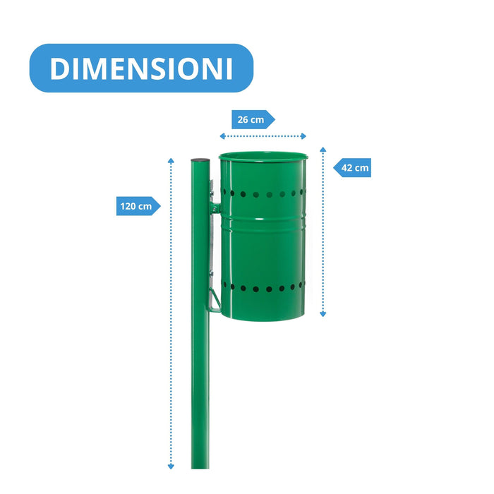 Andrys Cestino Rifiuti Esterno da Inghisare Verde H120