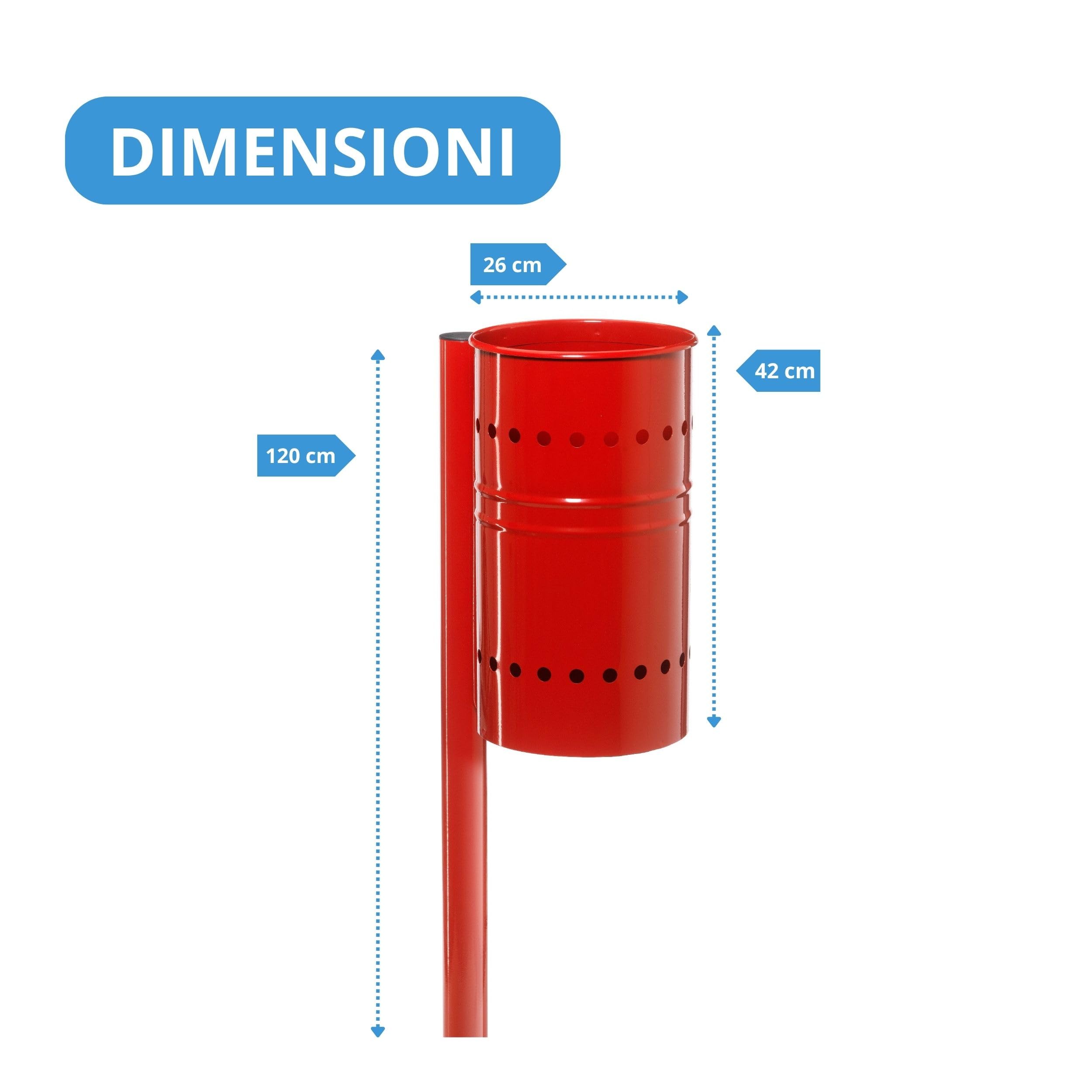 Andrys Cestino Rifiuti Esterno da Inghisare Rosso H120