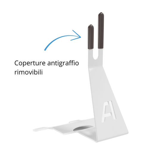 Andrys Porta Bici Piedistallo 1 Posto con Protezioni Acciaio Verniciato Bianco