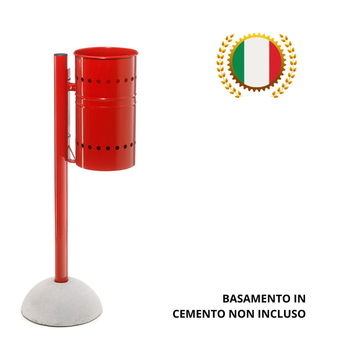Andrys Cestino Rifiuti Esterno da Inghisare Rosso H120