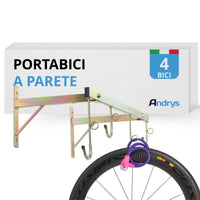 Andrys Porta Bici Muro 4 Posti con Ganci e Anelli Smontabile Oro