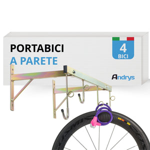 Andrys Porta Bici Muro 4 Posti con Ganci e Anelli Smontabile Oro