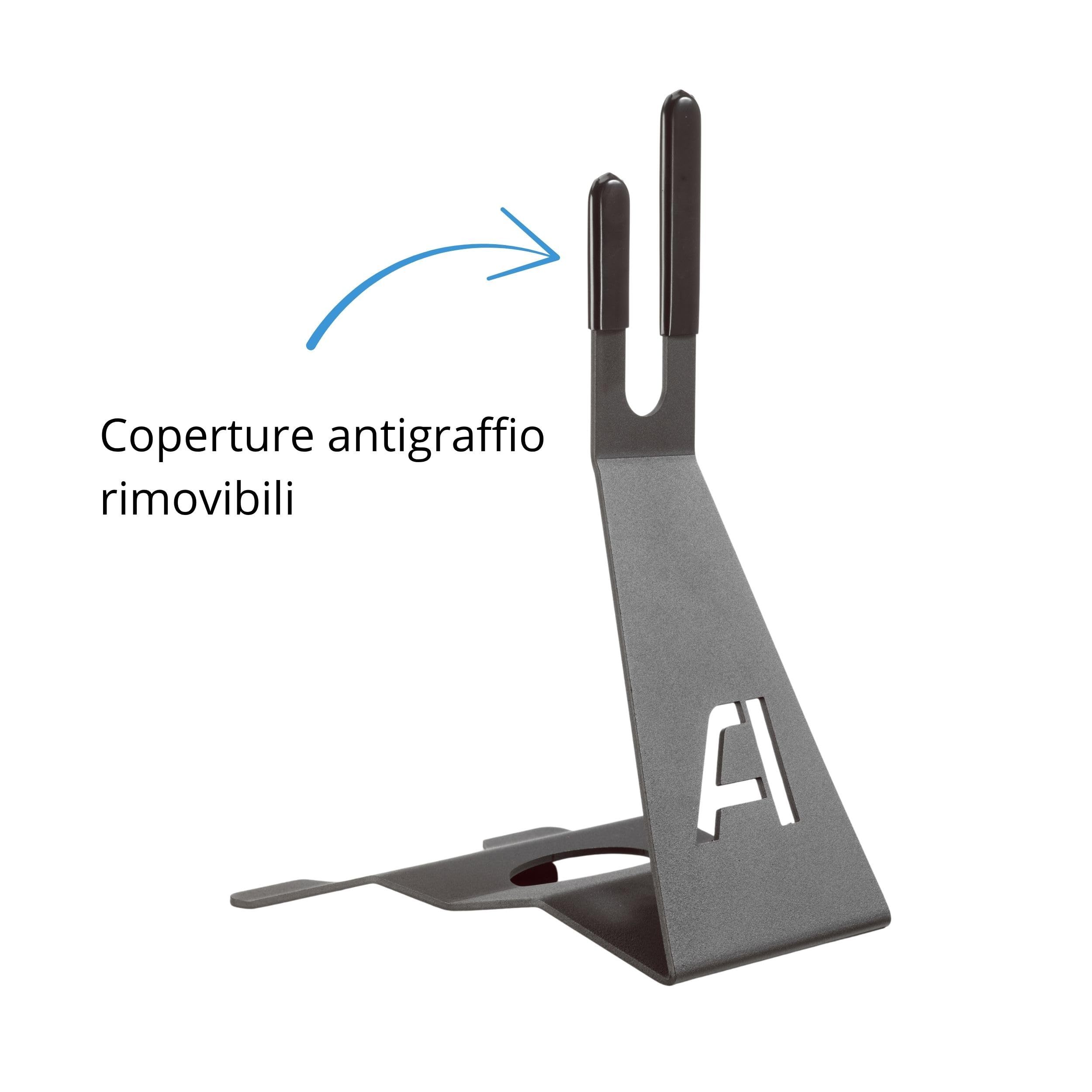Andrys Porta Bici Piedistallo 1 Posto con Protezioni Acciaio Verniciato Nero