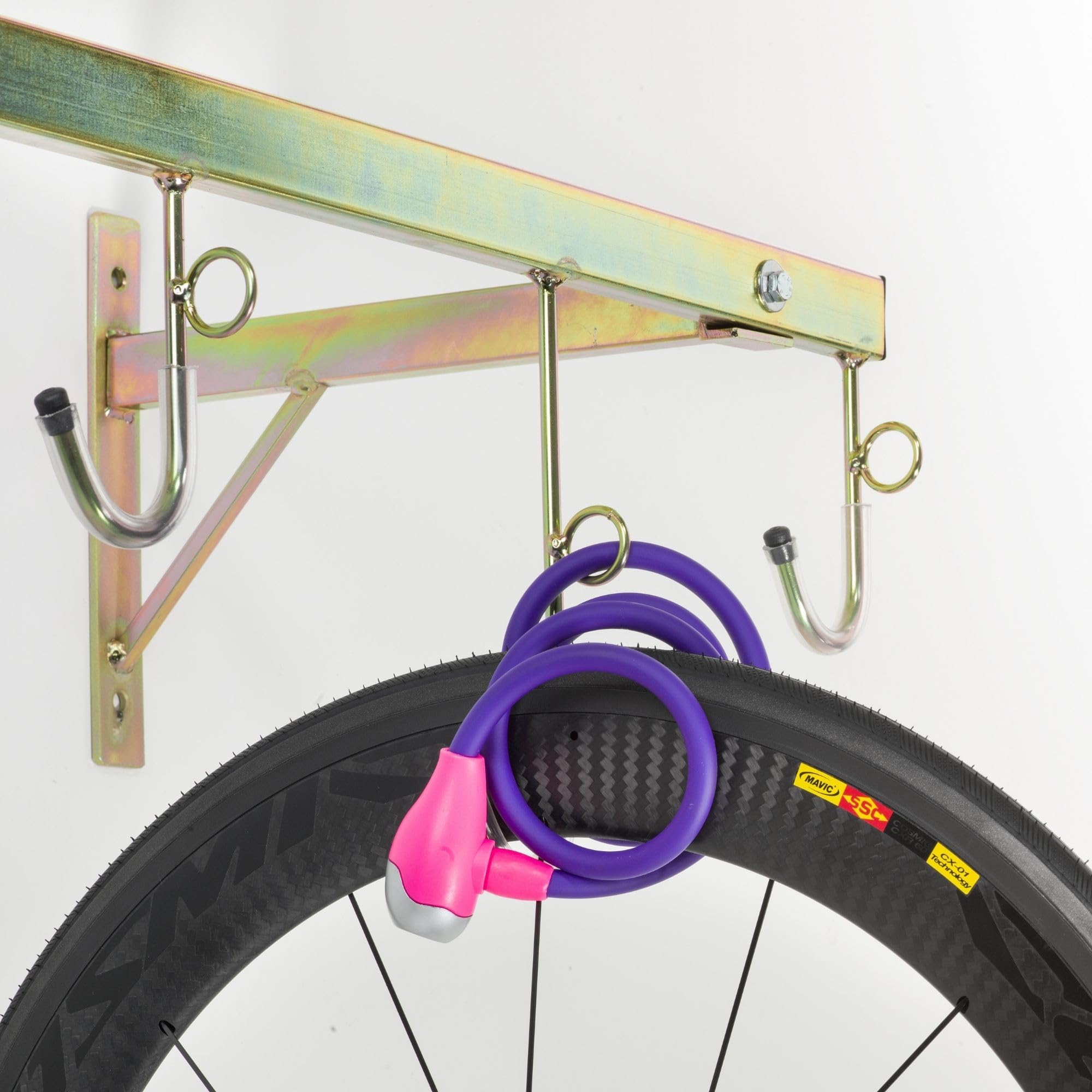 Andrys Porta Bici Muro 4 Posti con Ganci e Anelli Smontabile Oro