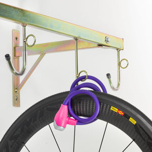 Andrys Porta Bici Muro 4 Posti con Ganci e Anelli Smontabile Oro