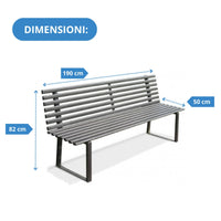 Andrys Panchina Giardino con Schienale 190x50x82 Zincata Grigio Antracite