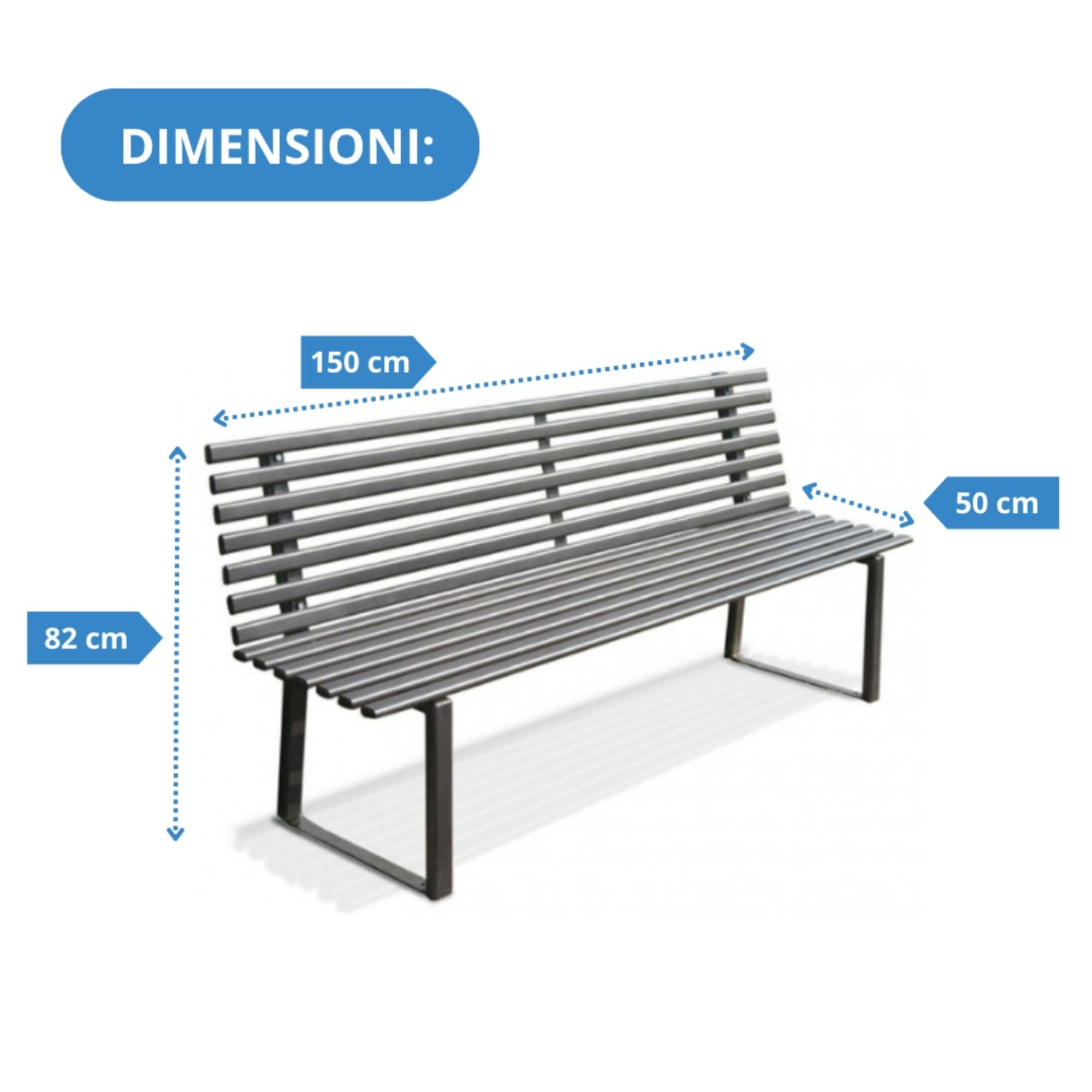 Andrys Panchina Giardino con Schienale 150x50x82 Zincata Grigio Antracite