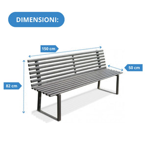 Andrys Panchina Giardino con Schienale 150x50x82 Zincata Grigio Antracite