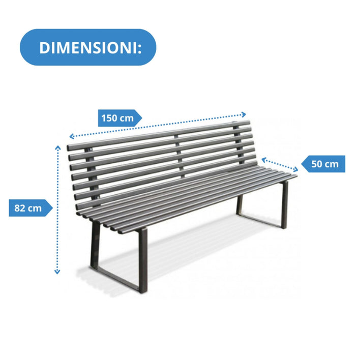 Andrys Panchina Giardino con Schienale 150x50x82 Zincata Grigio Antracite