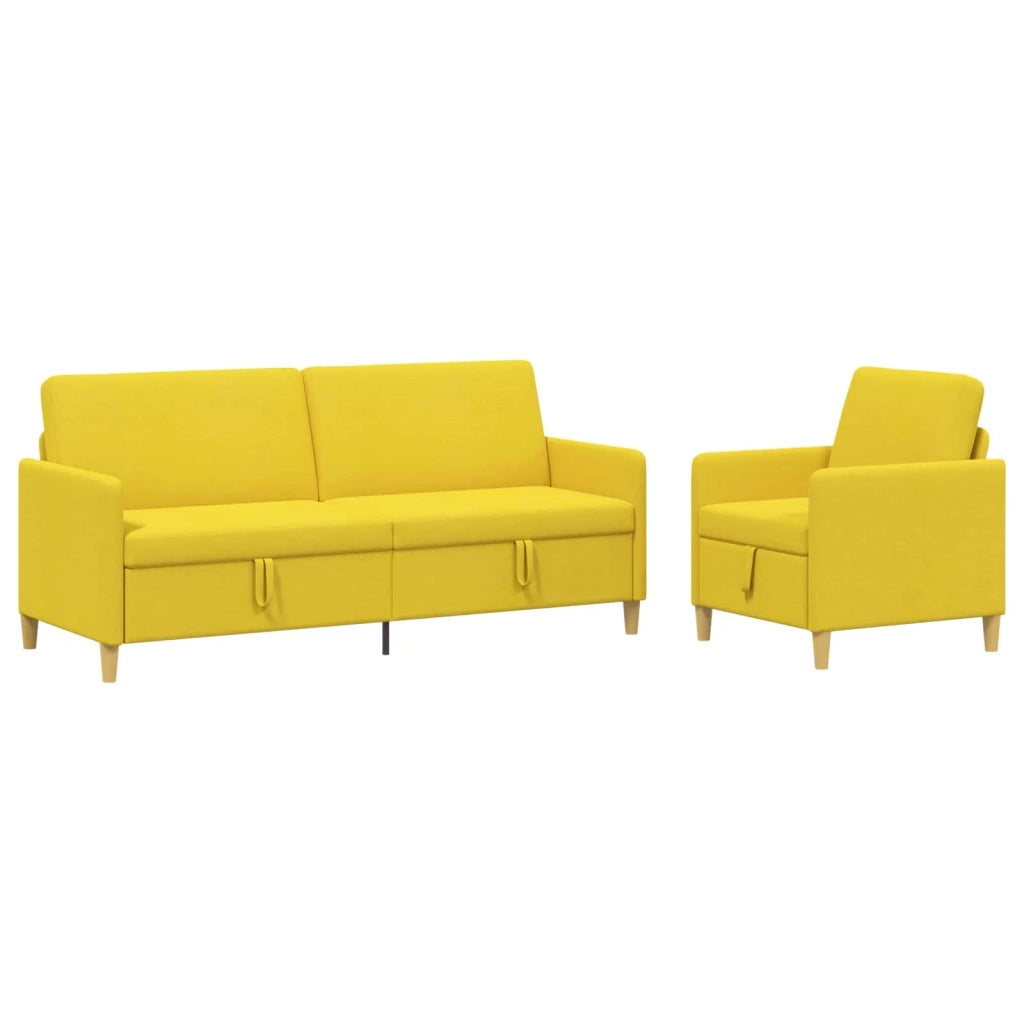 Set di Divani con Storage 2 pcs Giallo Chiaro Poliestere 3429242