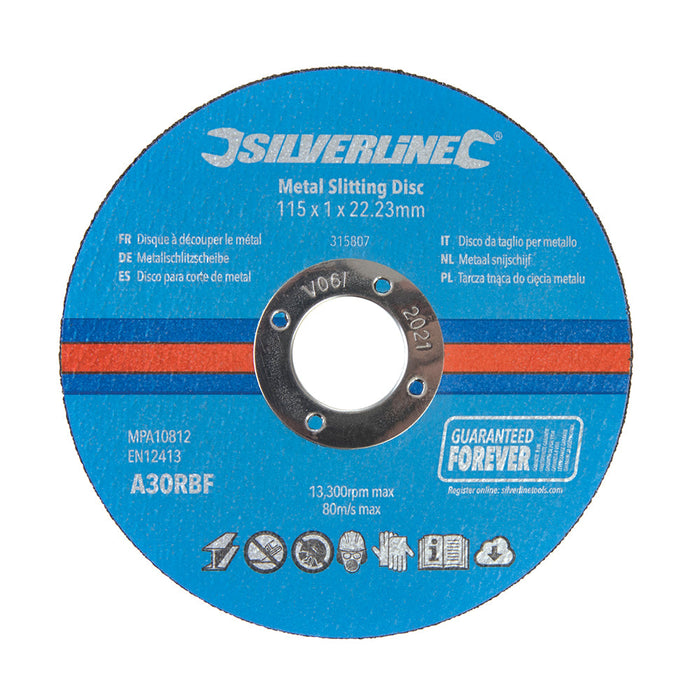 Silverline - Dischi da taglio per smerigliatrice conf. 10 p.zi 115 x 1 x 22,23 mm per metallo