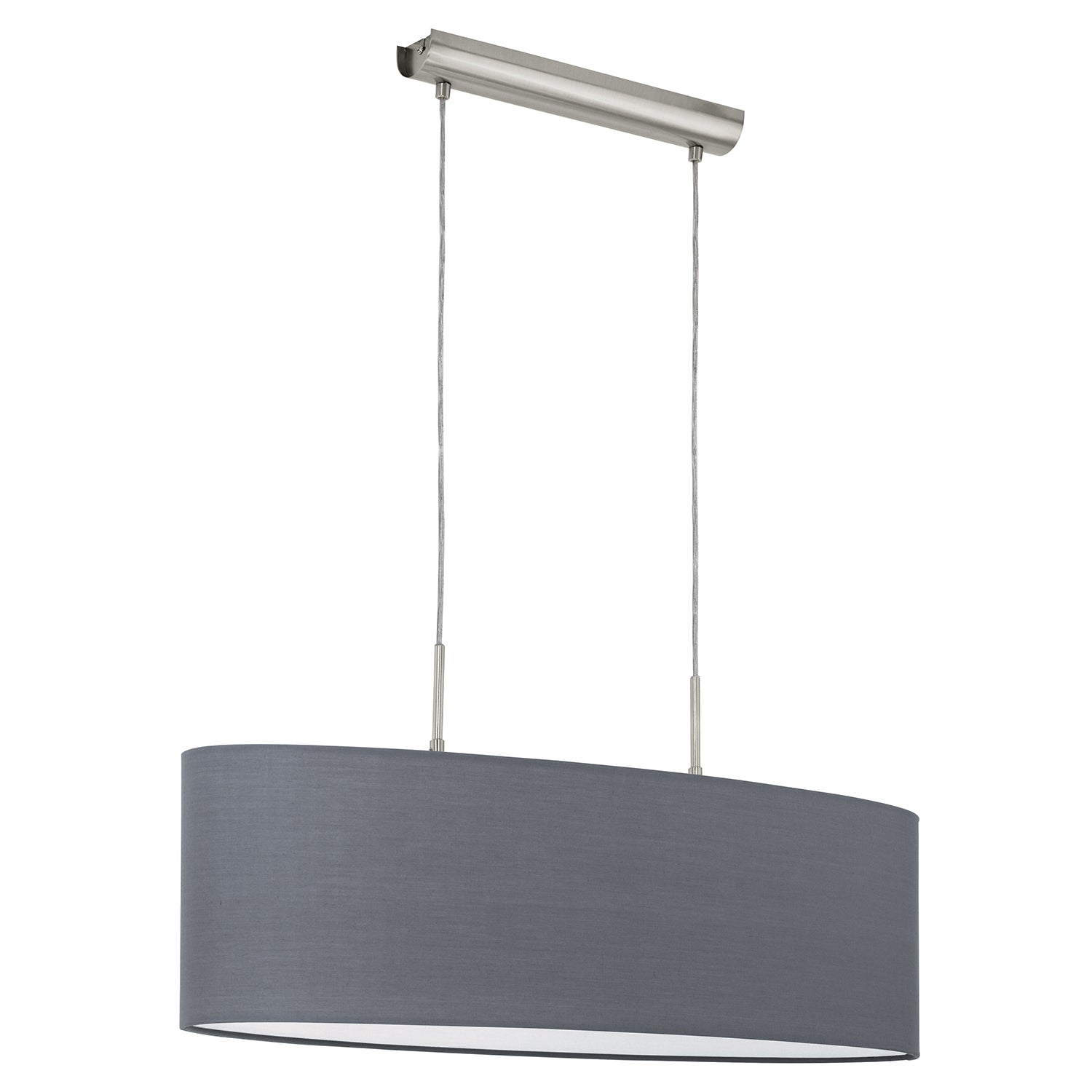 Lampadario A Sospensione Minimal Pasteri Acciaio Nichel Grigio 2 Luci E27