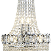 Lampadario Classico Louis Phillipe Acciaio Cromo Vetro 6 Luci E14