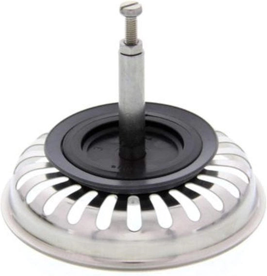 Zeef per Gootsteen - Mandrino per Gootsteen - Zeef - Stopper per Spillo - 3,5 Pollici per Ø 82 mm (24 Fessure) - Argento