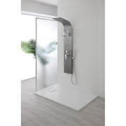 COLONNA PANNELLO DOCCIA IN ACCIAIO SATINATO H.150x22x45cm 4 FUNZIONI "NEW YORK" FERIDRAS