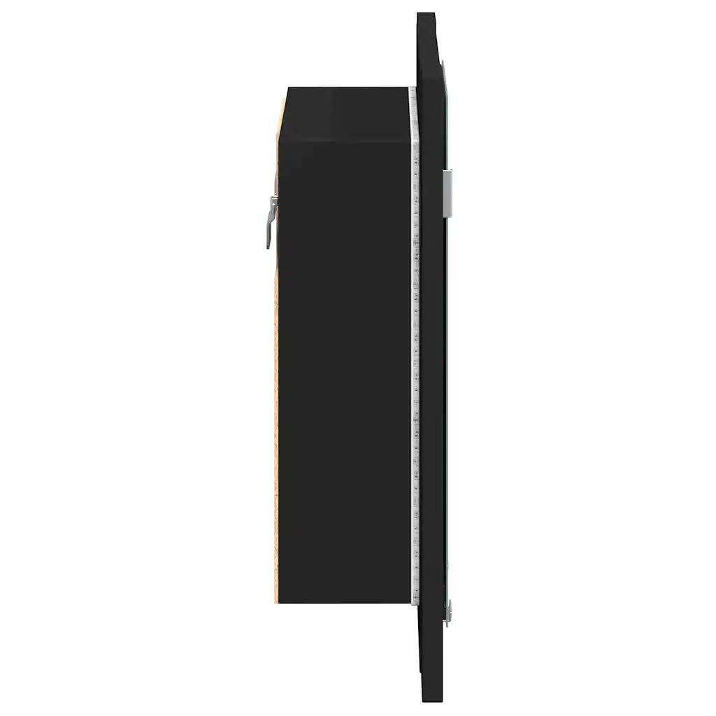 Armadietto a Specchio con Luci LED Nero 40x12x45 cm in Acrilico
