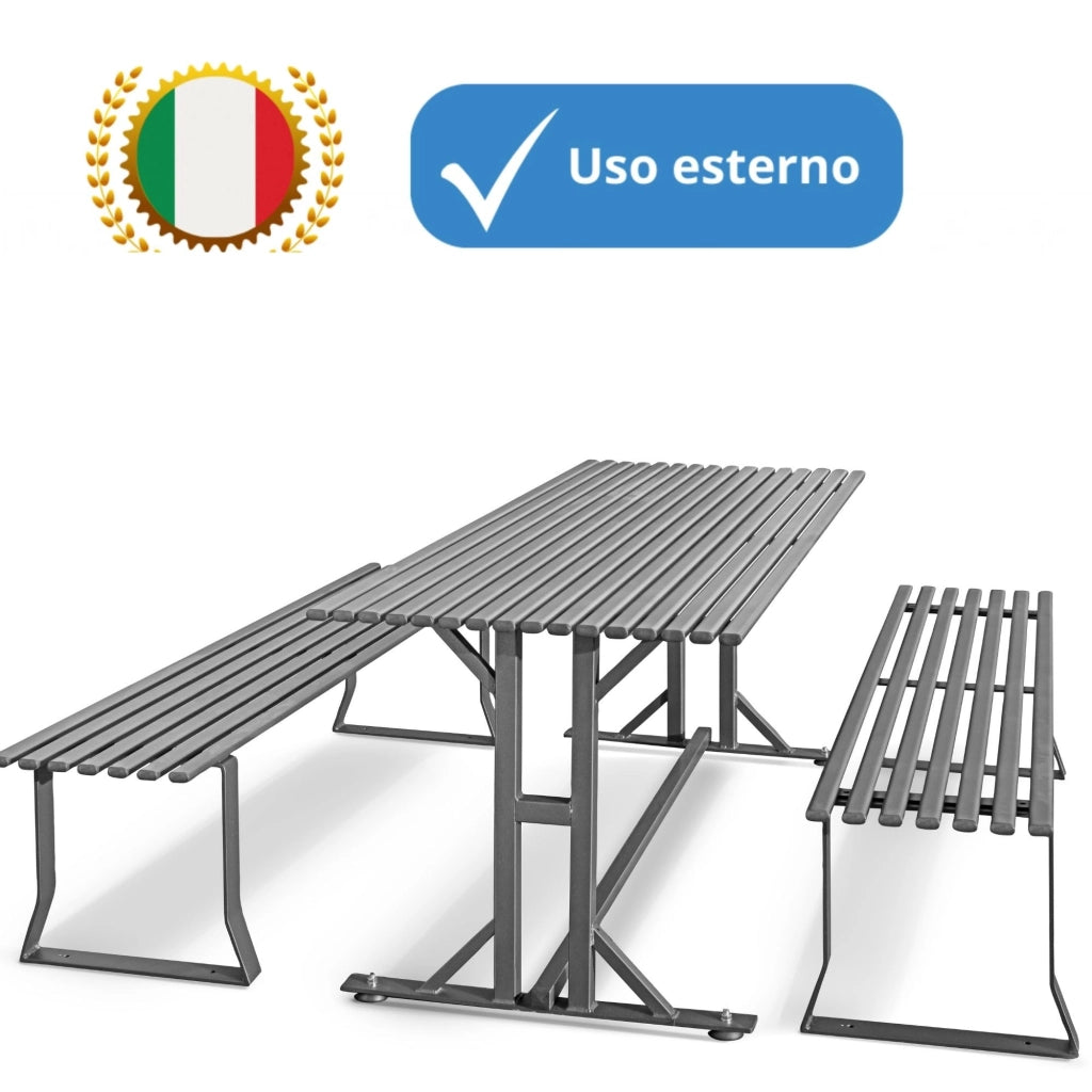 Andrys Panchina Giardino senza Schienale 150x50x42 - Tubo Ovale Grigio